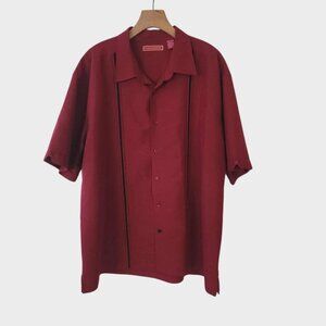 Havanera Shirt Embroidered Button Up Red Cuban Gangster Tony Soprano 2XL